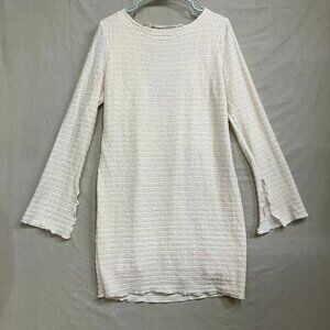 NWT Wild Fable Size XL Off White Split Long Sleeve Scoop Neck Mini A-Line Dress